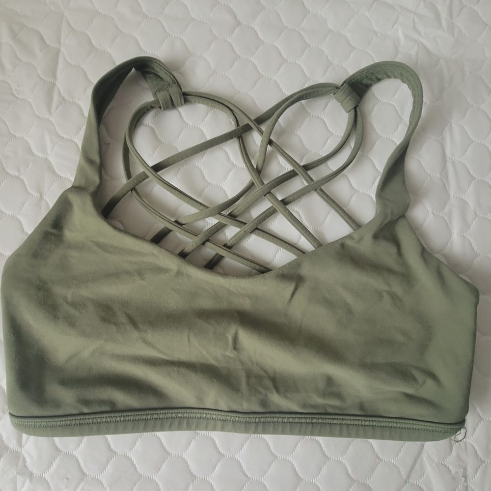 Lululemon Womens Olive Green Strappy Sport Bra Size 4